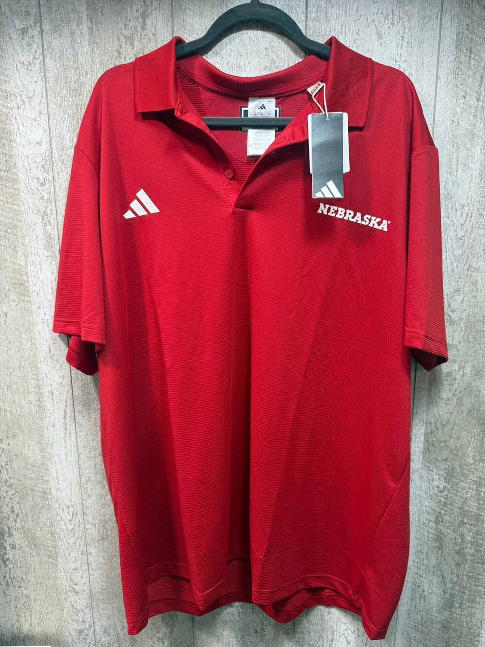 adidas Nebraska Cornhuskers Polo Shirt Men’s 2XL Red Performance Golf NWT NCAA